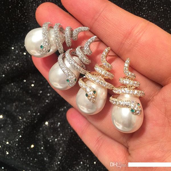 charming women earrings yellow white gold plated cz pearl snake earrigns for girls women for party wedding nice gift for friends, Golden;silver
charming women earrings yellow white gold plated cz pearl snake earrigns for girls women for party wedding nice gift for friends, Golden;silver
