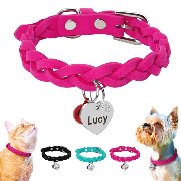 suede leather dog collar braided dog puppy cats id collar with name tag personalized engraved for small medium dogs bell
suede leather dog collar braided dog puppy cats id collar with name tag personalized engraved for small medium dogs bell