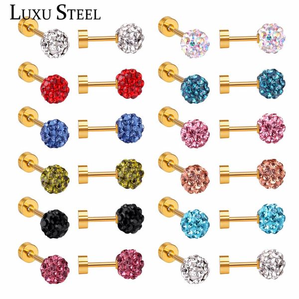 luxusteel colorful beaded ball shape crystal screw stud earrings ladies jewelry 12pairs/lots wholesale 4mm/6mm/8mm small earring, Golden;silver
luxusteel colorful beaded ball shape crystal screw stud earrings ladies jewelry 12pairs/lots wholesale 4mm/6mm/8mm small earring, Golden;silver