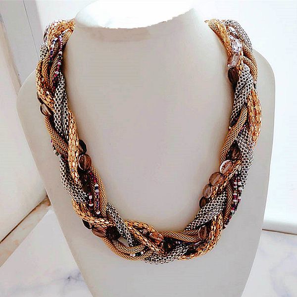 statement handmade big woven chain chunky choker necklace gold sliver color knot collar necklaces for women men bohemian jewelry, Silver
statement handmade big woven chain chunky choker necklace gold sliver color knot collar necklaces for women men bohemian jewelry, Silver