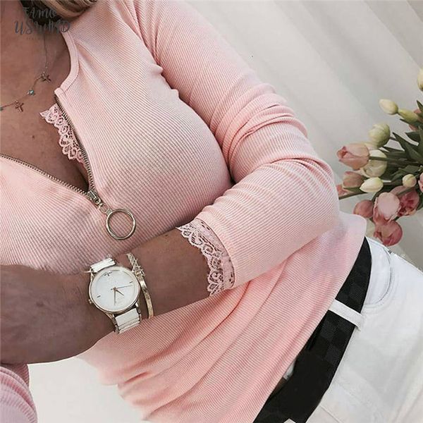fashion women lace t shirt autumn casual slim tee shirt femme elegant ladies zipper v neck long sleeve v neck tight tshirt, White
fashion women lace t shirt autumn casual slim tee shirt femme elegant ladies zipper v neck long sleeve v neck tight tshirt, White