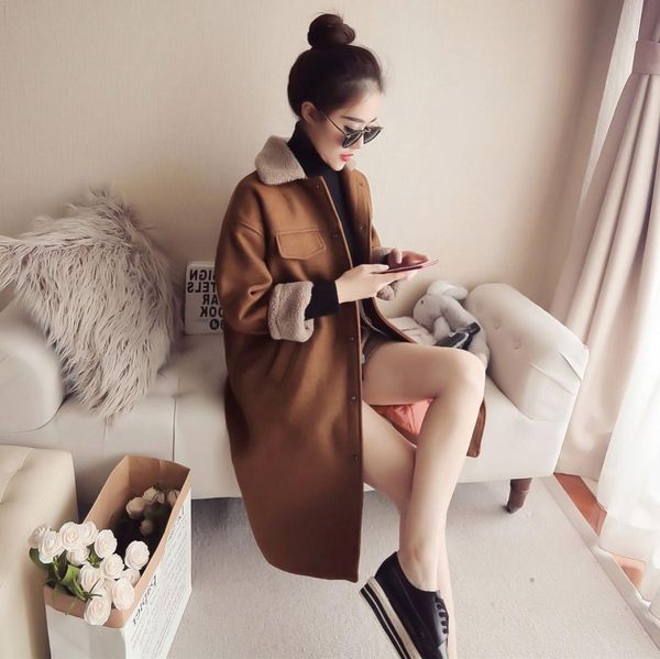 office lady loose long women wool coat turn-down collar winter jacket single breasted solid cashmere coat 2018, Black
office lady loose long women wool coat turn-down collar winter jacket single breasted solid cashmere coat 2018, Black