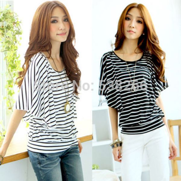 new summer fashion women casual batwing sleeve striped shirt loose blouse hot, White
new summer fashion women casual batwing sleeve striped shirt loose blouse hot, White
