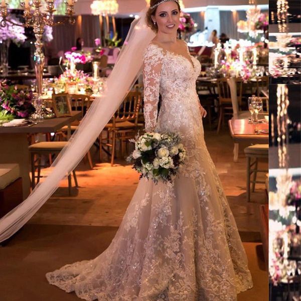 luxurious 50's vintage v neck long illusion sleeve church 2019 crystal beads lace wedding dresses a line gorgeous bridal gown high qual, White
luxurious 50's vintage v neck long illusion sleeve church 2019 crystal beads lace wedding dresses a line gorgeous bridal gown high qual, White