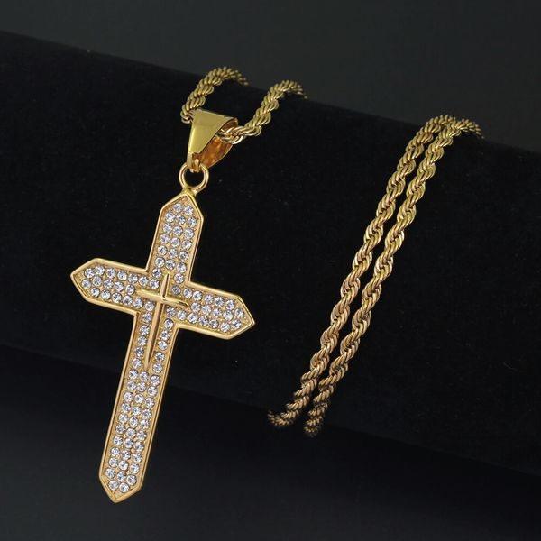 hip hop cross diamonds pendant necklaces for men luxury gold crystal christian pendants stainless steel cuban chain necklace jewelry gifts, Silver
hip hop cross diamonds pendant necklaces for men luxury gold crystal christian pendants stainless steel cuban chain necklace jewelry gifts, Silver