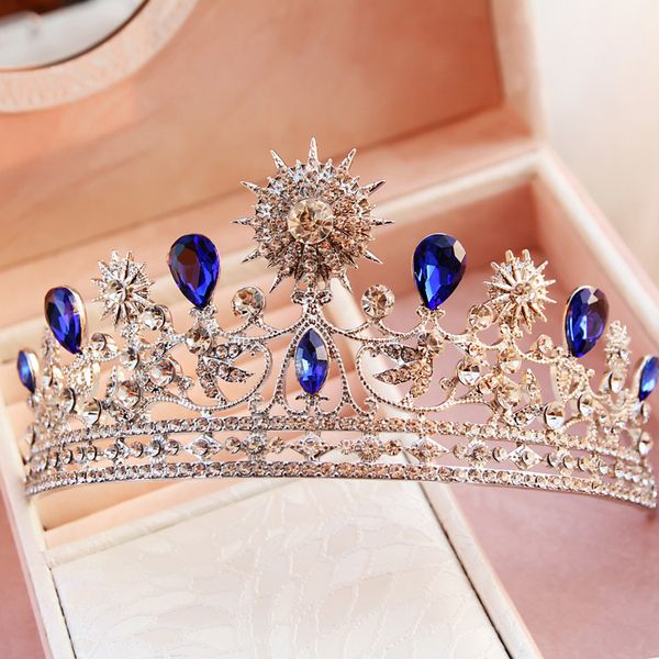 alloy blue rhinestone bride crown headdress wedding hair accessories tiara and crown hair jewelry for brides, Golden;white
alloy blue rhinestone bride crown headdress wedding hair accessories tiara and crown hair jewelry for brides, Golden;white