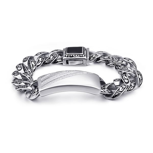 15mm 8.66'' 88g weight personality fashion jewelry stainless steel vintage rose flowers pattern link chain bracelet zircon id brac, Black
15mm 8.66'' 88g weight personality fashion jewelry stainless steel vintage rose flowers pattern link chain bracelet zircon id brac, Black