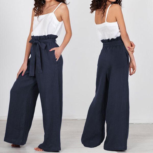 women's pants & capris 2021 celmia high waist wide leg women solid vintage linen trousers belt streetwear female pockets plus size pant, Black;white
women's pants & capris 2021 celmia high waist wide leg women solid vintage linen trousers belt streetwear female pockets plus size pant, Black;white
