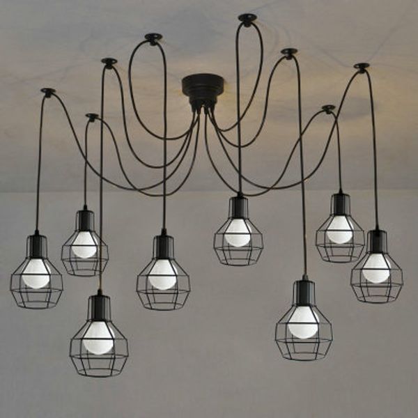 

Vintage Nordic Loft Edison Bulb Chandelier Retro Ceiling Spider Pendant Lamp Antique Adjustable E27 Art Light Fixture