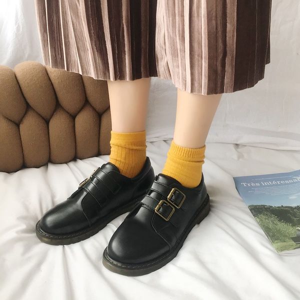 shoe women's autumn 2019 new style korean-style versatile students harajuku fashion ulzzang korean england college style leather, Black 
shoe women's autumn 2019 new style korean-style versatile students harajuku fashion ulzzang korean england college style leather, Black