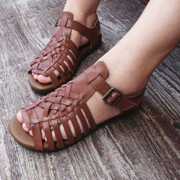 women's sandals summer shoes 100% genuine leather gladiator sandals rome ladies flat female beach shoes, Black
women's sandals summer shoes 100% genuine leather gladiator sandals rome ladies flat female beach shoes, Black