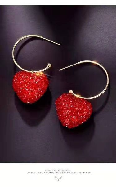 the new zircon bright red love earrings have an elegant and charming temperament, Golden;silver
the new zircon bright red love earrings have an elegant and charming temperament, Golden;silver
