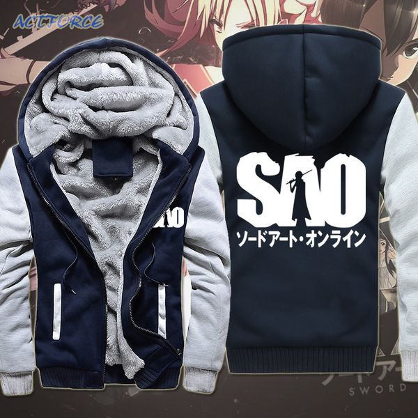 dropshiping sword art online winter hoodie jacket wool liner fleece thick zipper pocket for men's sweatshirt coat, Black
dropshiping sword art online winter hoodie jacket wool liner fleece thick zipper pocket for men's sweatshirt coat, Black