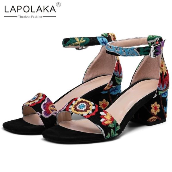lapolaka new design mix color chunky heels shoes woman sandals buckle strap embroider summer sandals women, Black
lapolaka new design mix color chunky heels shoes woman sandals buckle strap embroider summer sandals women, Black