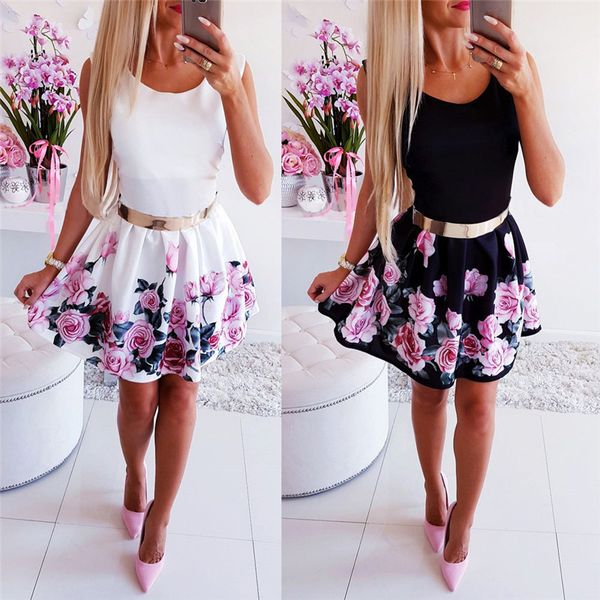 women summer flower printed a-line dress fashion o-neck/v-neck sleeveless mini dress elegant lady steetwear party, Black;gray
women summer flower printed a-line dress fashion o-neck/v-neck sleeveless mini dress elegant lady steetwear party, Black;gray