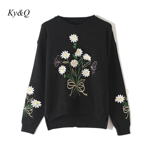 2020 winter new women's floral embroidered pullover knit vintage fashion sweaters loose outwear coat design clothes, White;black
2020 winter new women's floral embroidered pullover knit vintage fashion sweaters loose outwear coat design clothes, White;black