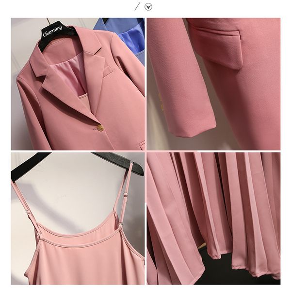 temperament lady suits dress sets 19 new elegant full sleeve pink jacket casual pleated strap dress two-piece suit high quality, White;black
temperament lady suits dress sets 19 new elegant full sleeve pink jacket casual pleated strap dress two-piece suit high quality, White;black