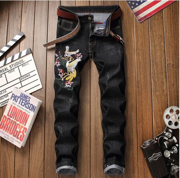 2019 spring mens fashion designer black jeans retro stretch embroidery washed straight leg slim fit streetwear scratched denim pants cj8609, Blue
2019 spring mens fashion designer black jeans retro stretch embroidery washed straight leg slim fit streetwear scratched denim pants cj8609, Blue