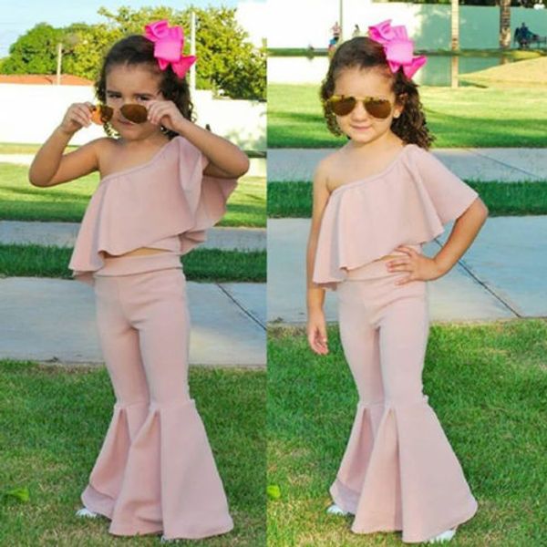 new summer baby pink clothes set kids girl one shoulder ruffle bell casual flare long pants children casual outfits set, White
new summer baby pink clothes set kids girl one shoulder ruffle bell casual flare long pants children casual outfits set, White