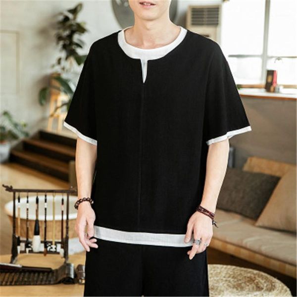 sleeve hit color hanfu shirt men tshirt casual chinese style cotton linen streetwear casual harajuku fashion male plus size short, White;black
sleeve hit color hanfu shirt men tshirt casual chinese style cotton linen streetwear casual harajuku fashion male plus size short, White;black