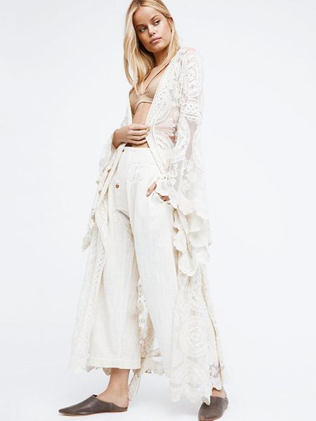 transparent long kimono women chic lace embroidered ruffles floral jackct cardigan 2019 summer boho vintage beach loose cover up, Black;brown
transparent long kimono women chic lace embroidered ruffles floral jackct cardigan 2019 summer boho vintage beach loose cover up, Black;brown
