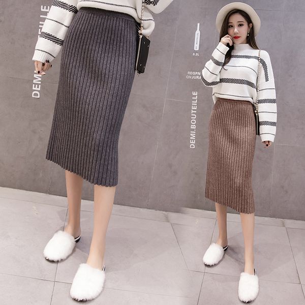 women autumn winter new knitted skirt korean elegant high waist package hip midi skirts ladies casual all-match long skirt, Black;gray
women autumn winter new knitted skirt korean elegant high waist package hip midi skirts ladies casual all-match long skirt, Black;gray