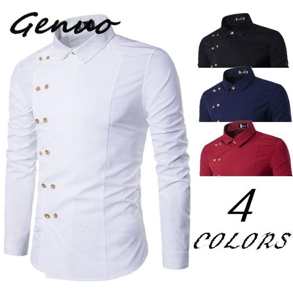 men's casual shirts 2021 brand shirt fashion double breasted long sleeve european style dress camisa masculina, White;black
men's casual shirts 2021 brand shirt fashion double breasted long sleeve european style dress camisa masculina, White;black