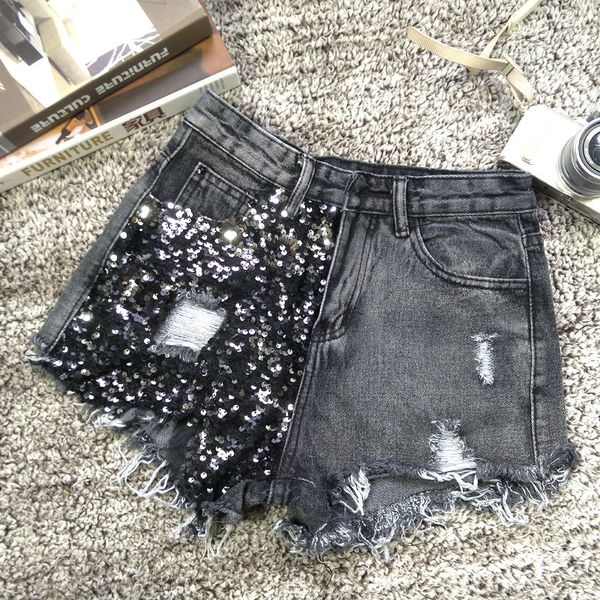 women's shorts plus size 5xl women 2021 summer high waist solid color denim female hole sequin spliced casual loose short jeans y142, White;black
women's shorts plus size 5xl women 2021 summer high waist solid color denim female hole sequin spliced casual loose short jeans y142, White;black
