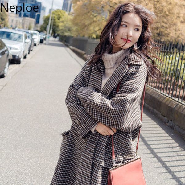 neploe winter coat new maxi houndstooth blends autumn turn down collar single breasted temperament wool slim fit casaco 46772, Black
neploe winter coat new maxi houndstooth blends autumn turn down collar single breasted temperament wool slim fit casaco 46772, Black