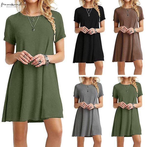 women solid green brown dress short sleeve female casual loose dresses chic knee length vestidos drop shipping, Black;gray
women solid green brown dress short sleeve female casual loose dresses chic knee length vestidos drop shipping, Black;gray