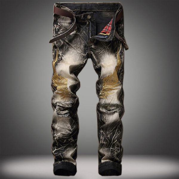 fashion embroidery jeans men skinny jeans rip frayed casual pant long men pant straight, Blue
fashion embroidery jeans men skinny jeans rip frayed casual pant long men pant straight, Blue