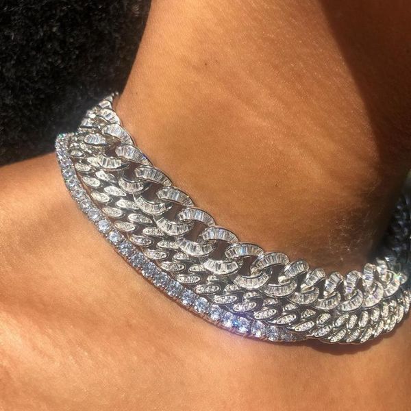 large stock choker necklace for women wholesale drop ship cuban chain with cz paved necklace jewelry for hip hop jewelry, Silver
large stock choker necklace for women wholesale drop ship cuban chain with cz paved necklace jewelry for hip hop jewelry, Silver
