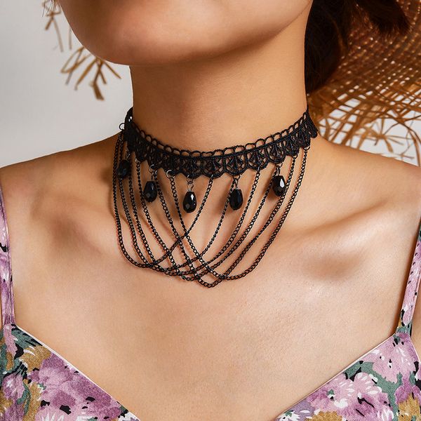 gothic black lace chokers necklace for women chain tassel gem charm necklaces collares party masquerade jewelry 14531, Golden;silver
gothic black lace chokers necklace for women chain tassel gem charm necklaces collares party masquerade jewelry 14531, Golden;silver