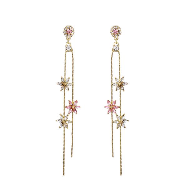 2019 korean trendy crystal pink flower tassel long dangle drop earrings for women geometric earrings women girl party gift, Golden
2019 korean trendy crystal pink flower tassel long dangle drop earrings for women geometric earrings women girl party gift, Golden