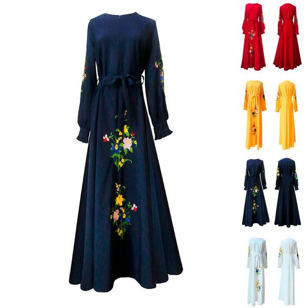 2020 new muslim maxi dress trumpet sleeve abaya long robe gowns tunic belt summer casual o-neck muslim women clothes, Red
2020 new muslim maxi dress trumpet sleeve abaya long robe gowns tunic belt summer casual o-neck muslim women clothes, Red
