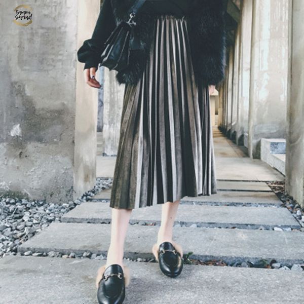 new spring high waist long skirt lady pleated velvet pleuche solid color skinny elastic women casual mid calf skirt, Black
new spring high waist long skirt lady pleated velvet pleuche solid color skinny elastic women casual mid calf skirt, Black