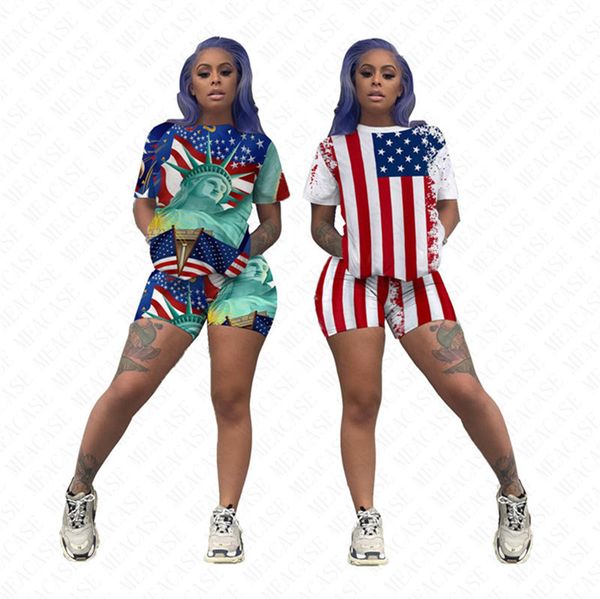 the american national flag printed designer women tracksuit short sleeve tees and shorts two piece sports suit ladies outfits d61906, Gray
the american national flag printed designer women tracksuit short sleeve tees and shorts two piece sports suit ladies outfits d61906, Gray