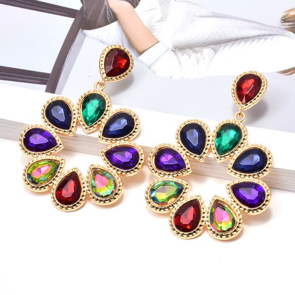 new fashion flower-shaped colorful rhinestone dangle drop earrings high-quality clear crystals jewelry accessories for women, Silver
new fashion flower-shaped colorful rhinestone dangle drop earrings high-quality clear crystals jewelry accessories for women, Silver