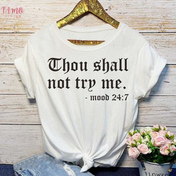 2019 summer women casual loose t shirt o neck short sleeved printed letter thou shall not try me tshirt plus size, White
2019 summer women casual loose t shirt o neck short sleeved printed letter thou shall not try me tshirt plus size, White