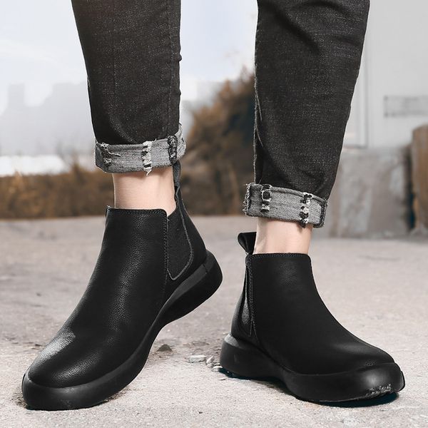 men's artificial leather boots casual comfy low-heeled shoes high-shoes winter boots ankle botas men's fashion new, Black
men's artificial leather boots casual comfy low-heeled shoes high-shoes winter boots ankle botas men's fashion new, Black