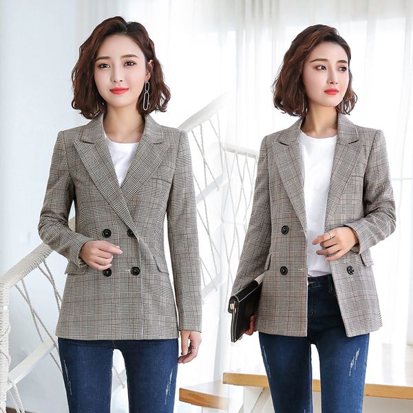 2019 fashion plaid blazers suit jackets spring autumn women's clothing casual vintage plus size long sleeve blazer v864, White;black
2019 fashion plaid blazers suit jackets spring autumn women's clothing casual vintage plus size long sleeve blazer v864, White;black