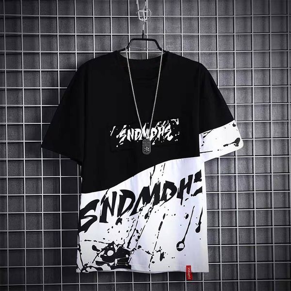 men's t-shirt summer short-sleeved round neck korean tide brand fake two-piece hip-hop printed half-sleeved tshirt men, White;black
men's t-shirt summer short-sleeved round neck korean tide brand fake two-piece hip-hop printed half-sleeved tshirt men, White;black