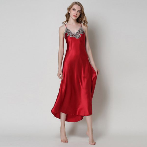 fashion-women's embroidery lace floral long nightgown satin night dress sleepwear female silk dress nighties homewear shirt, Black;red
fashion-women's embroidery lace floral long nightgown satin night dress sleepwear female silk dress nighties homewear shirt, Black;red