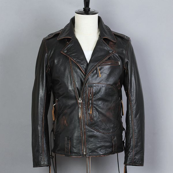 genuine fashion jacket men turn-down collar motorcycle biker clothing cow vintage real leather coat, Black
genuine fashion jacket men turn-down collar motorcycle biker clothing cow vintage real leather coat, Black
