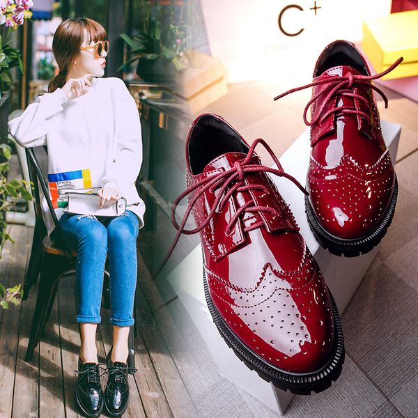 women's flat shoes 2018 autumn new style lace-up women's small leather shoes england semi-high heeled shallow mouth, Black
women's flat shoes 2018 autumn new style lace-up women's small leather shoes england semi-high heeled shallow mouth, Black