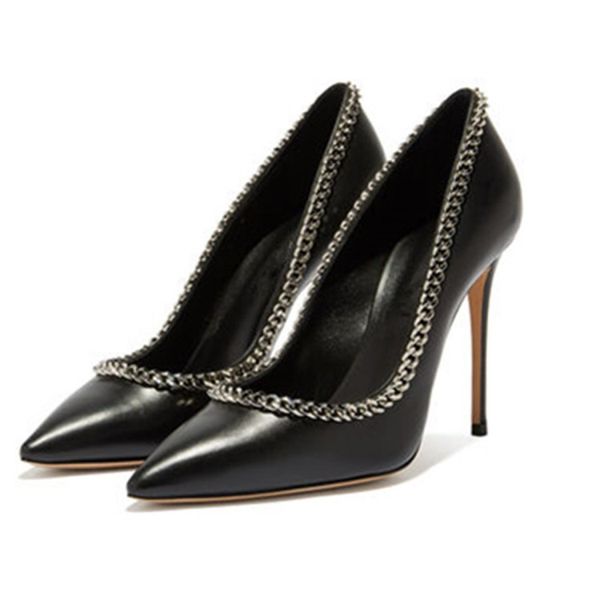 designer shoes 2019 new fashion shoes pointed toes chain high heels ladies sapatos dress stiletto heel women pumps slip on banquet shoes, Black
designer shoes 2019 new fashion shoes pointed toes chain high heels ladies sapatos dress stiletto heel women pumps slip on banquet shoes, Black
