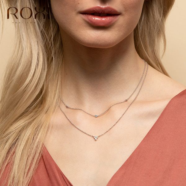 roxi cute geometric triangle zircon crystal pendant necklace for women jewelry 100% 925 sterling silver necklace wedding gift