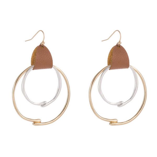 e7012 zwpon handwork weld two tone double circle earrings for women leather geometric round earrings jewelry wholesale, Silver
e7012 zwpon handwork weld two tone double circle earrings for women leather geometric round earrings jewelry wholesale, Silver