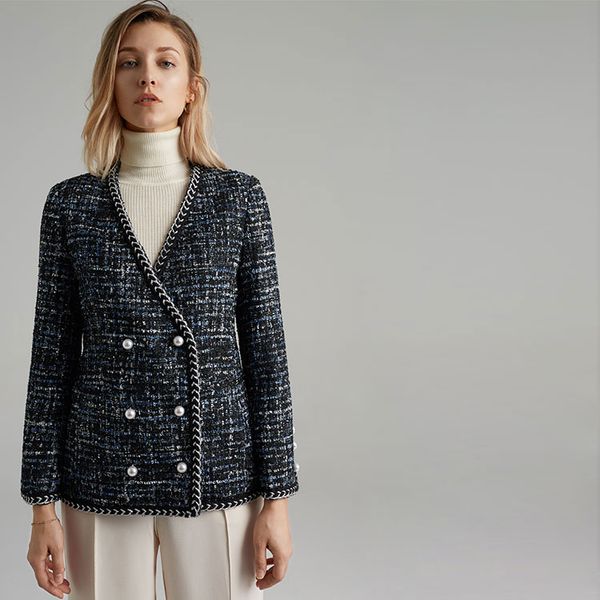 women's jackets women plaid wool tweed jacket fashion double breasted coat elegant vintage short office work casual korean, Black;brown
women's jackets women plaid wool tweed jacket fashion double breasted coat elegant vintage short office work casual korean, Black;brown