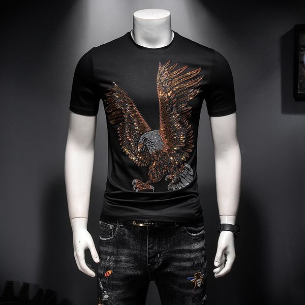 2020 summer new men's eagle rhinestone round neck short-sleeved t-shirt slim wild half-sleeved bottoming shirt t-shirt men size m-3xl, White;black
2020 summer new men's eagle rhinestone round neck short-sleeved t-shirt slim wild half-sleeved bottoming shirt t-shirt men size m-3xl, White;black